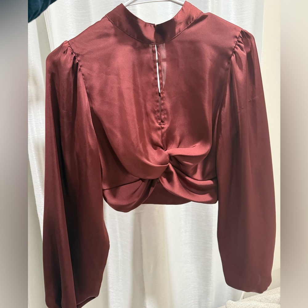 Small Zara Red Crop Twist Blouse